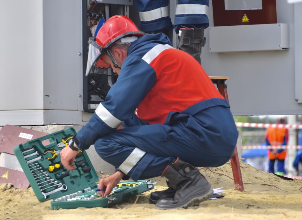 Facilities maintenance technician at work